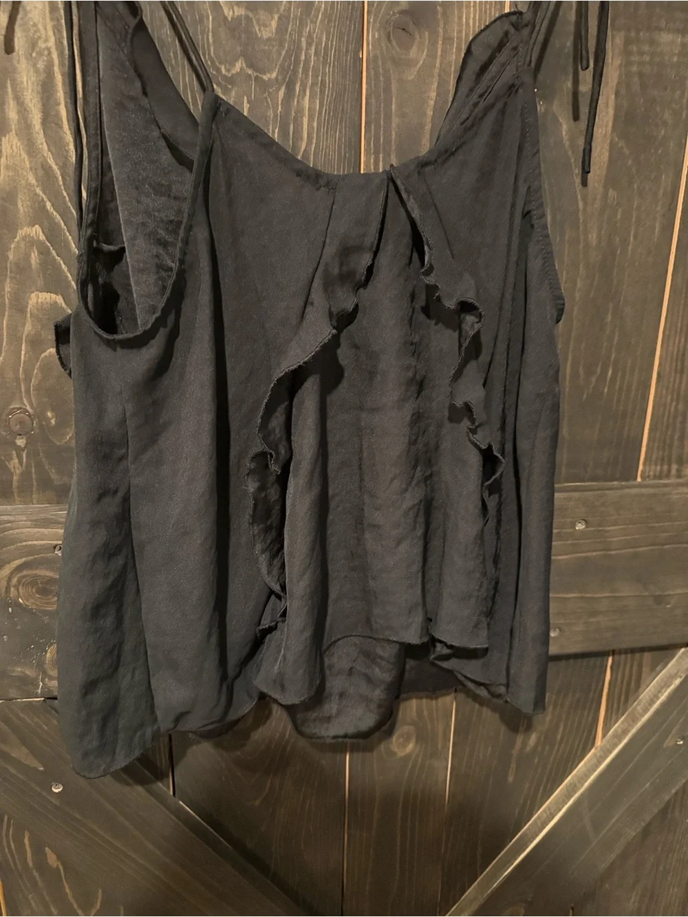Free People Black Ruffle Tie-Shoulder Camisole